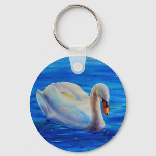 Chaveiro Pintura a aquarela branca, aves aquáticas, aves