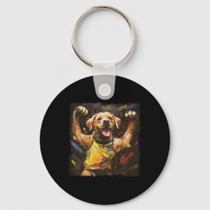 Chaveiro Pintura a Óleo Colorida de um Cão Labrador de Kick