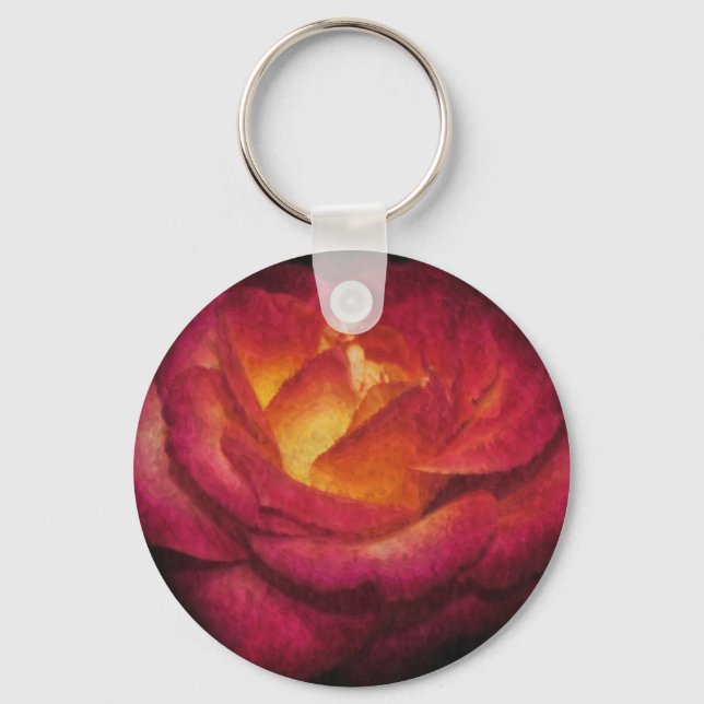 Chaveiro Pintura a óleo com Rosa de chamas (Frente)