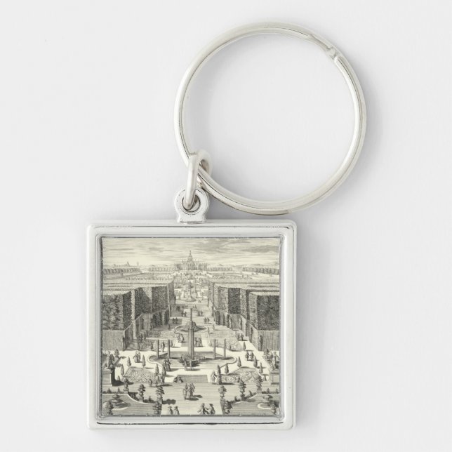 Chaveiro Pintura a óleo de fontes no jardim de Versalhes (Frente)