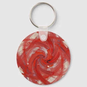 Chaveiro Pintura Abstrata Espiral Vermelha Carmesim