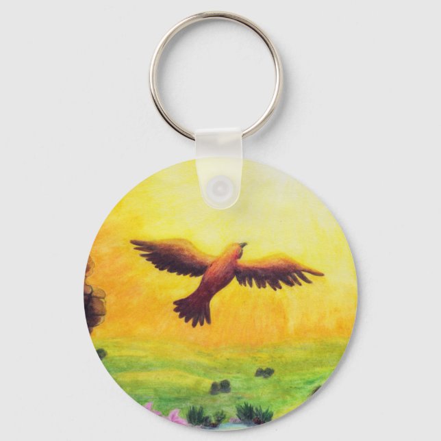 Chaveiro pintura aquosa ascensão de águia-safra na
