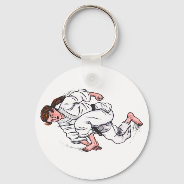 Chaveiro pintura aquosa carateira saltando chute (Frente)