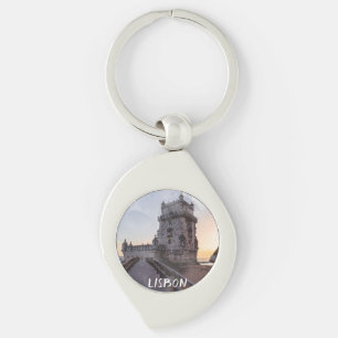 Chaveiro Pintura aquosa da torre de Belem no pôr do sol