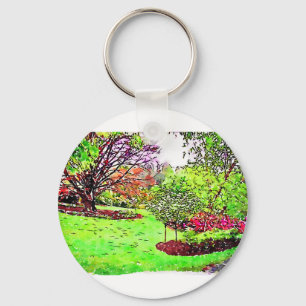 Chaveiro Pintura aquosa de um jardim de primavera