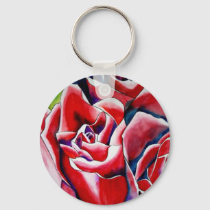 Chaveiro Pintura artística aquarela de rosas cor-de-rosa