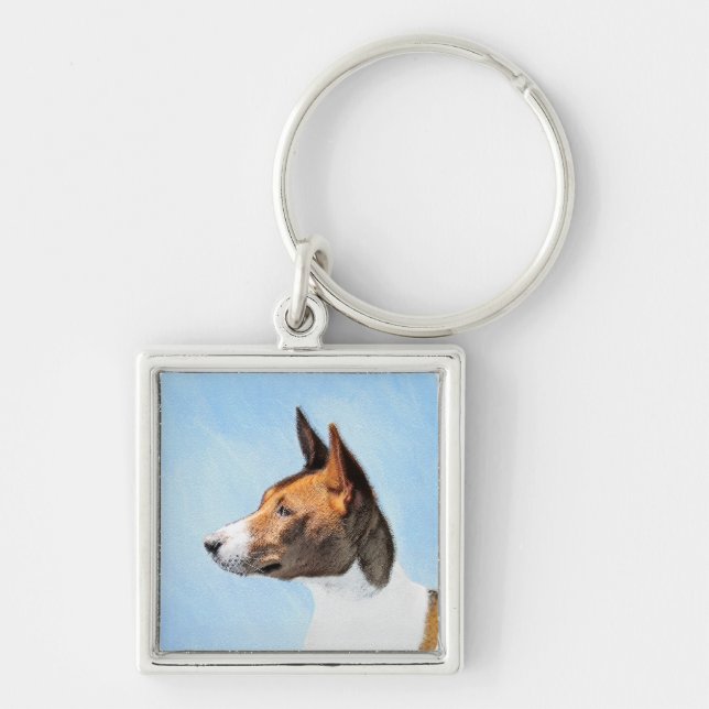 Chaveiro Pintura Basenji - Arte Original Custa (Frente)