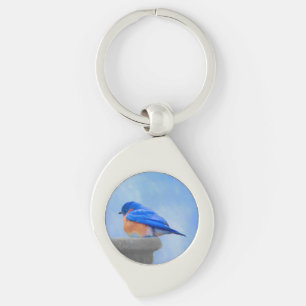 Chaveiro Pintura Bluebird - Arte Original para Pássaros