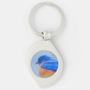 Chaveiro Pintura Bluebird - Arte Original para Pássaros