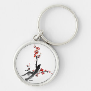 Chaveiro Pintura chinesa das flores, flor da ameixa