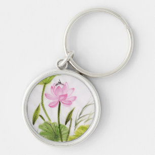 Chaveiro Pintura da aguarela da flor de Lotus 2
