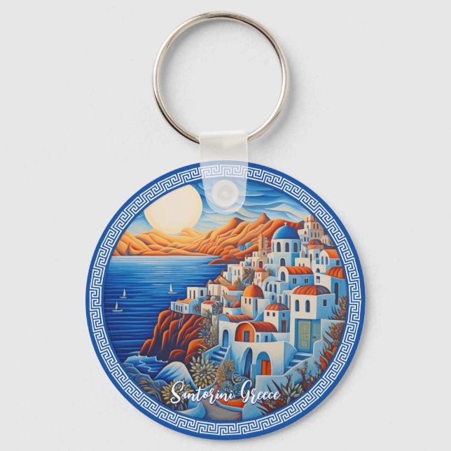 Chaveiro Pintura da Grécia Santorini | Viagem Art (Frente)