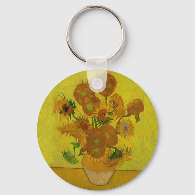 Chaveiro Pintura de 15 Girassóis de Vincent Van Gogh (Frente)