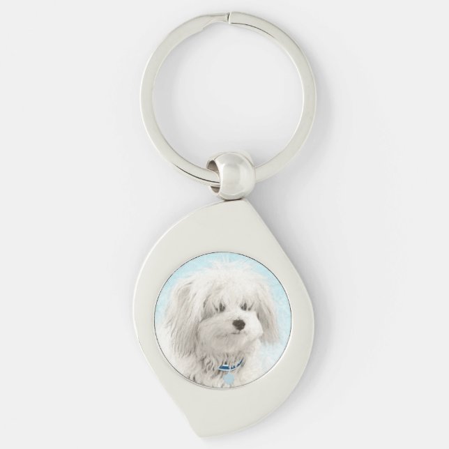 Chaveiro Pintura de Algodão de Tulear - Arte de Cachorro Or (Frente)