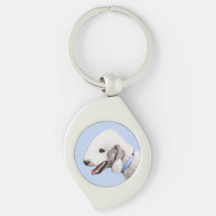 Chaveiro Pintura de Bedlington Terrier - Arte de Cachorro O