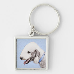 Chaveiro Pintura de Bedlington Terrier - Arte de Cachorro O