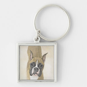 Chaveiro Pintura de Boxer - Arte de Cão Original Bonita
