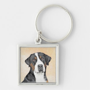 Chaveiro Pintura de Cachorro da Grande Montanha Suíça - A