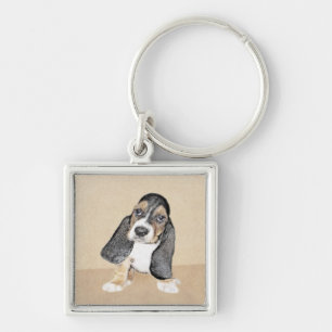Chaveiro Pintura De Cachorro De Basset - Arte De Cão Origi