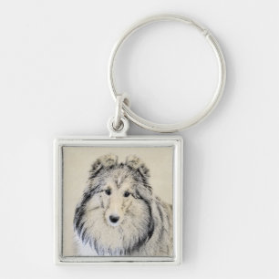 Chaveiro Pintura de Cães da raça Shetland Sheepdog - Arte O