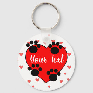Chaveiro Pintura De Cão Cachorro E Coração Vermelho Com Tex