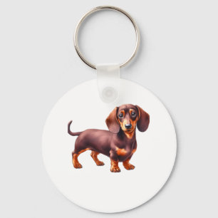 Chaveiro Pintura De Dachshund - Pintura De Aquarela De Cach