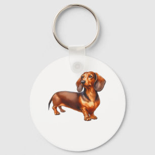 Chaveiro Pintura De Dachshund - Pintura De Aquarela De Cach
