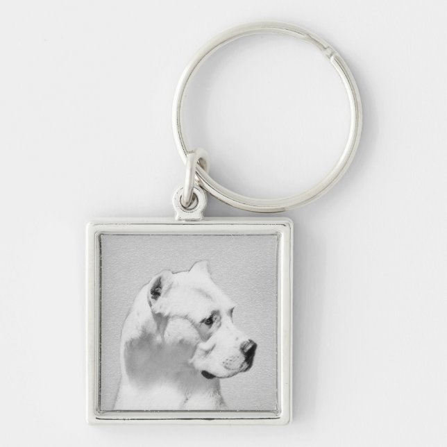 Chaveiro Pintura de Dogo Argentino - Arte de Cachorro Origi (Frente)