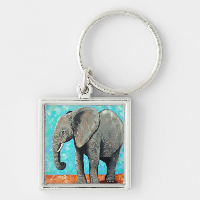 Chaveiro Pintura de Elefante Bebê Grande  (Frente)