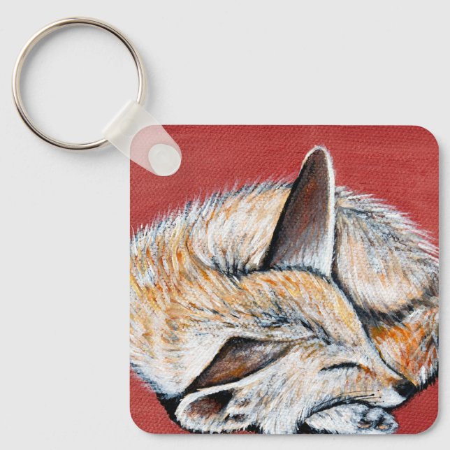 Chaveiro Pintura de Fennec Fox com Sono (Frente)