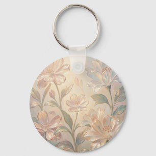 Chaveiro Pintura de Flor de Pêssego em Pastel Suave