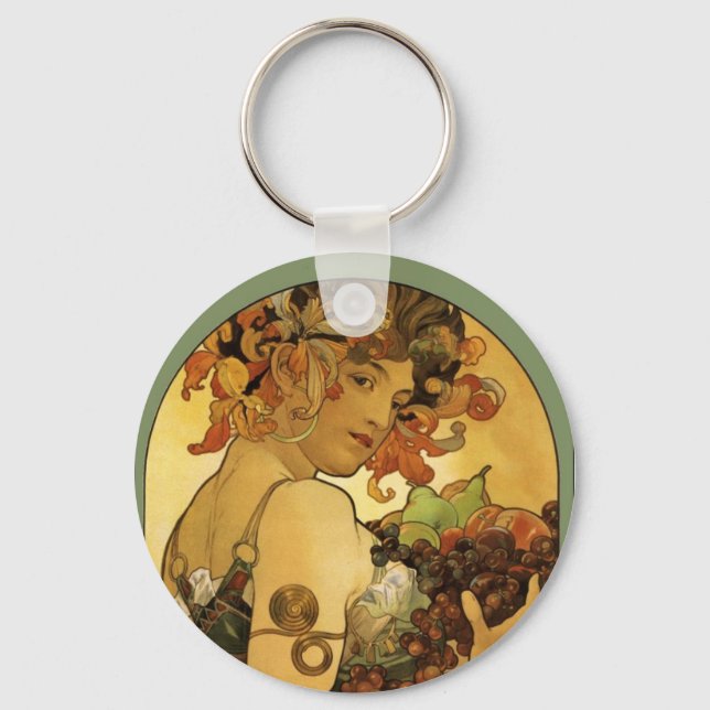 Chaveiro Pintura de Fruta Alphonse Mucha (Frente)