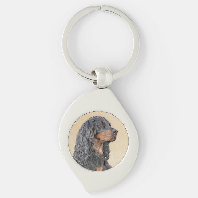 Chaveiro Pintura de Gordon Setter - Arte de Cachorro Origin (Frente)