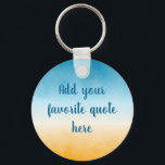 Chaveiro Pintura de Gradação de Paisagem Personalizada<br><div class="desc">Adicione a sua citação favorita a esta pintura pacífica de paisagem com gradiente de aquarela. Graduado de amarelo ocre a verde azul-lacrimogêneo profundo,  com uma mola de praia do oceano.</div>