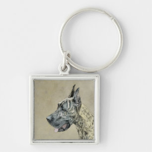 Chaveiro Pintura de Great Dane (Brindle) - Arte Original de