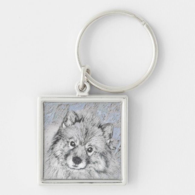 Chaveiro Pintura de Keeshond Beth - Arte de Cachorro Origin (Frente)