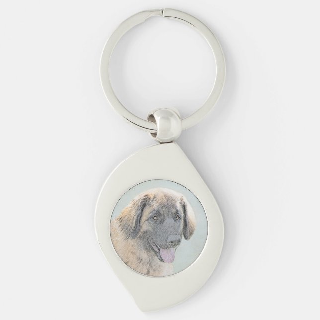 Chaveiro Pintura de Leonberger - Arte de Cachorro Original  (Frente)