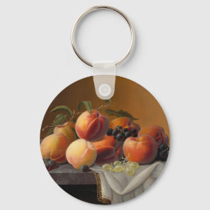 Chaveiro Pintura de Natureza Morta de Frutas com Pêssegos e