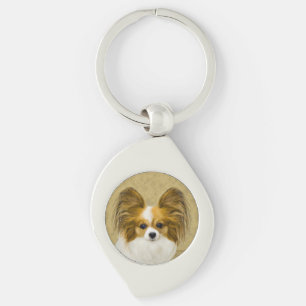 Chaveiro Pintura de Papillon (Hound Tri) - Arte de Cão Ori