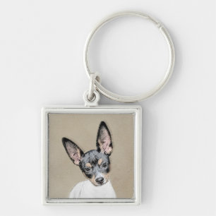 Chaveiro Pintura de Rat Terrier - Arte de Cachorro Original
