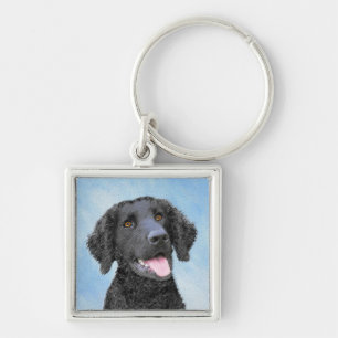 Chaveiro Pintura De Retriever Revestida Curly - Arte De Cã