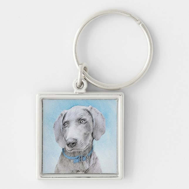 Chaveiro Pintura de Weimaraner - Arte de Cachorro Original (Frente)