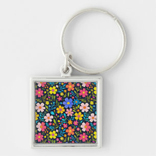 Chaveiro Pintura Digital Floral Padrão de Flores
