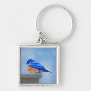 Chaveiro Pintura do Bluebird - arte original do pássaro