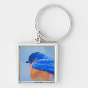 Chaveiro Pintura do Bluebird - arte original do pássaro