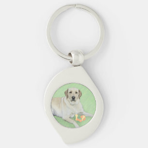 Chaveiro Pintura do Labrador Retriever Amarelo & Bolas de T