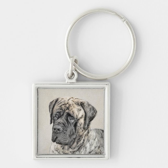 Chaveiro Pintura do Mastiff Inglês (Brindle) - Arte Canina (Frente)
