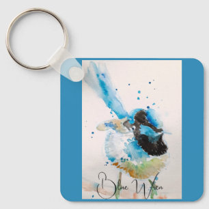 Chaveiro Pintura em Aquarela de Cardeal Azul Australiano