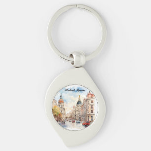 Chaveiro Pintura em Aquarela Vista da Cidade de Madrid Espa