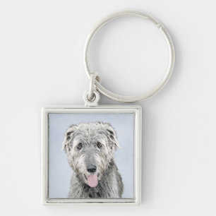 Chaveiro Pintura em Wolfhound Irlandês - Arte Cão Origina